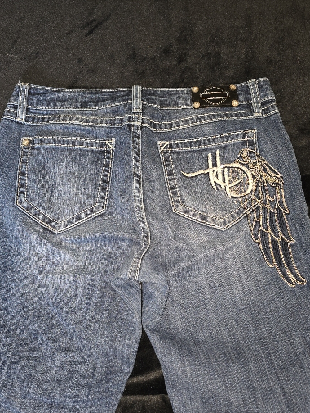 Harley-Davidson Blue Boot Cut Jeans with Wing Embroidery - Picture 13 of 13
